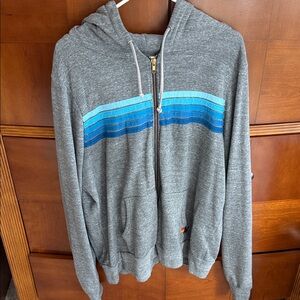 Aviator Nation Gray and Blue Striped Hoodie size xl